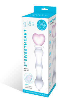 8 inch sweetheart glass dildo pink/clear