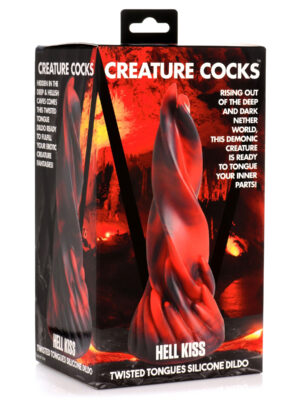 hell kiss twisted tongues silicone dildo red
