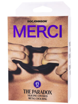 merci the paradox silicone covered metal cock ring 45mm black