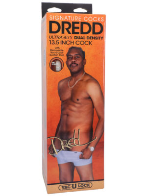 signature cocks dredd 13.5 inch ultraskyn cock with removable vac u lock suction cup chocolate