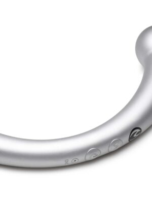 10x vibra crescent silicone dual ended dildo silver