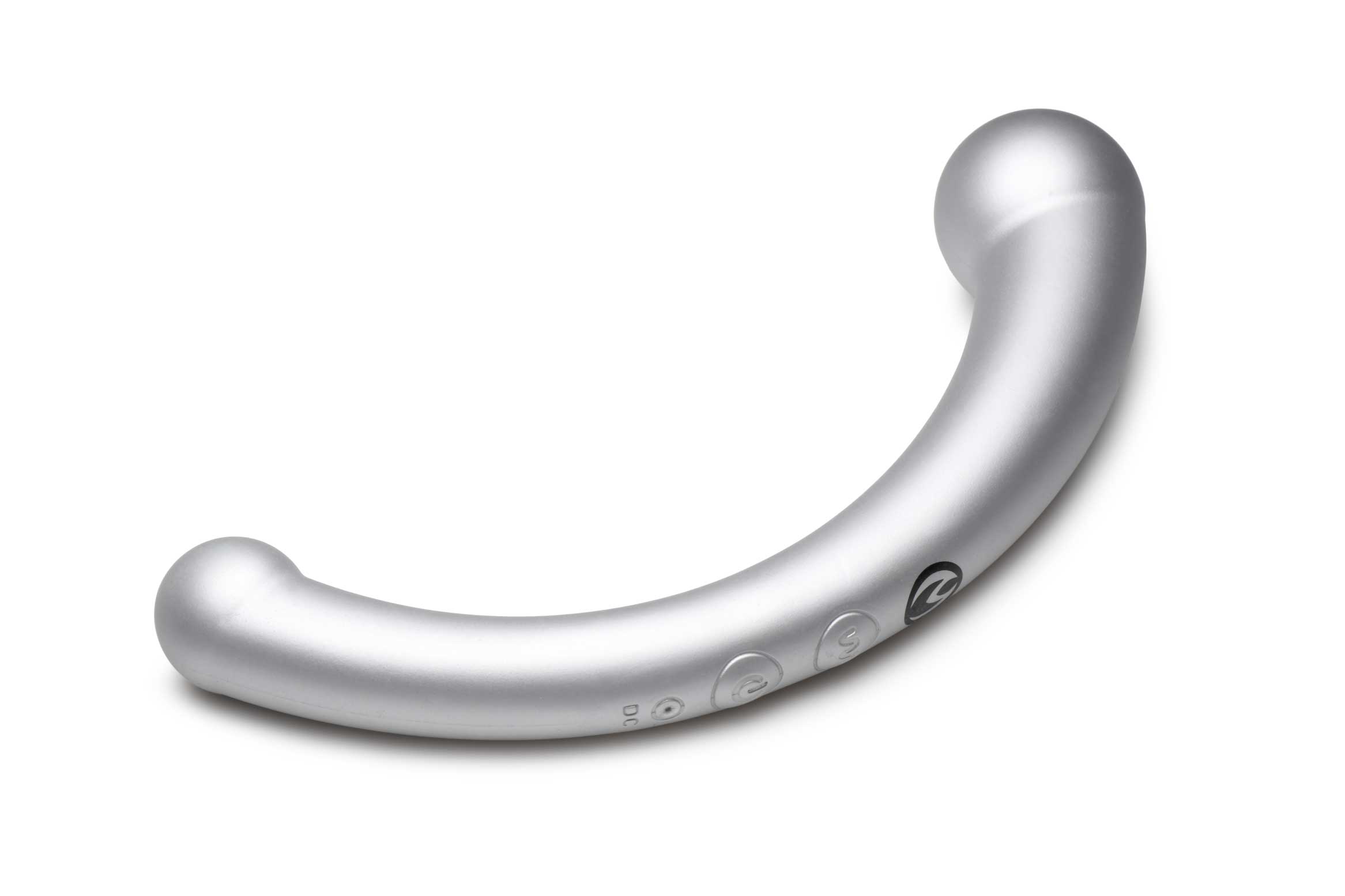 10x vibra crescent silicone dual ended dildo silver