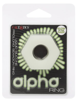 alpha glow in the dark liquid silicone prolong sexagon ring white