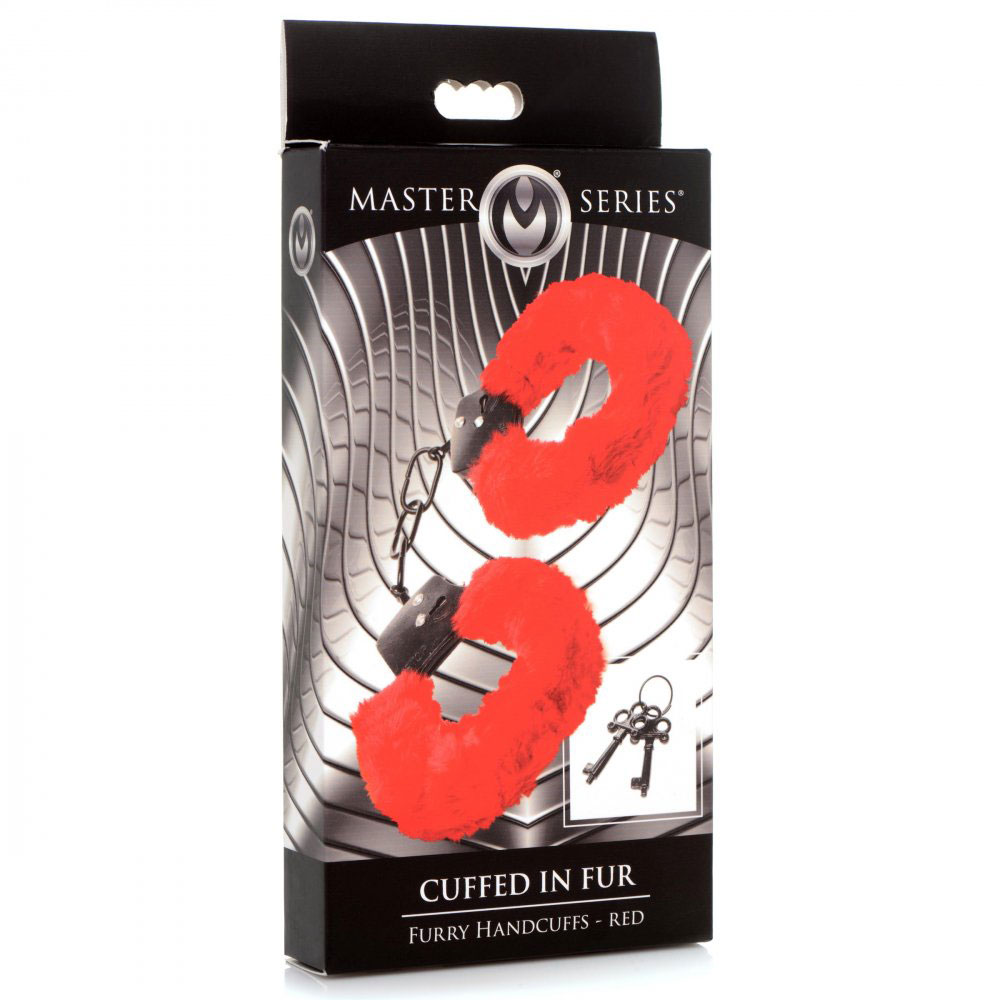 cuffed in fur furry handcuffs red