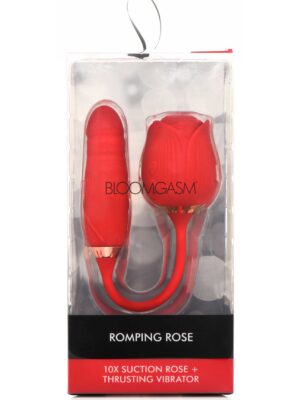 bloomgasm romping rose suction and thrusting vibrator red