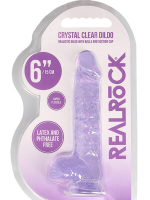 6 inch realistic dildo with balls purple