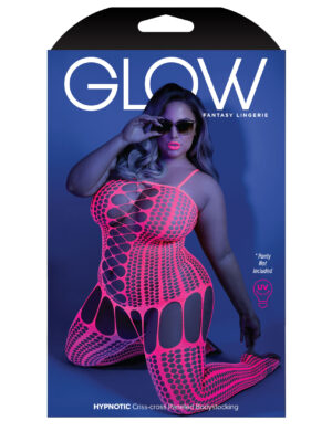 hypnotic crisscross stripe bodystocking queen neon pink