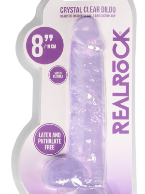 8 inch realistic dildo with balls purple