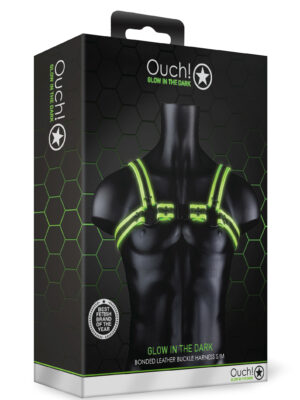 bonded leather buckle harness small/medium glow in the dark