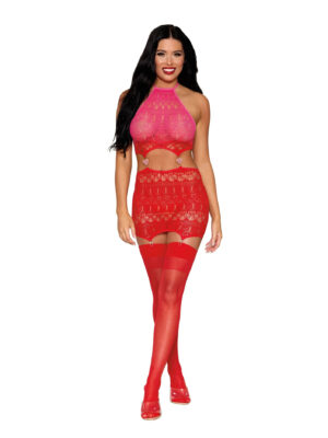 garter slip dmnd one size red