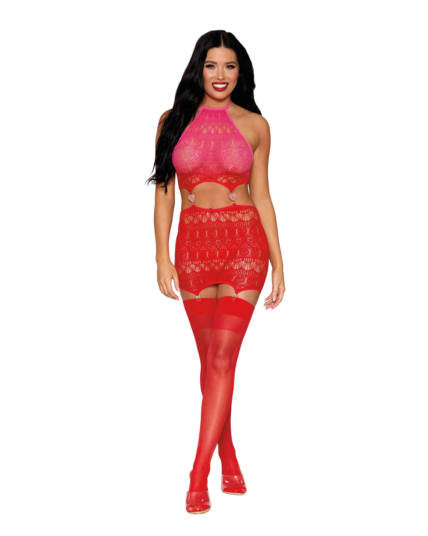 garter slip dmnd one size red