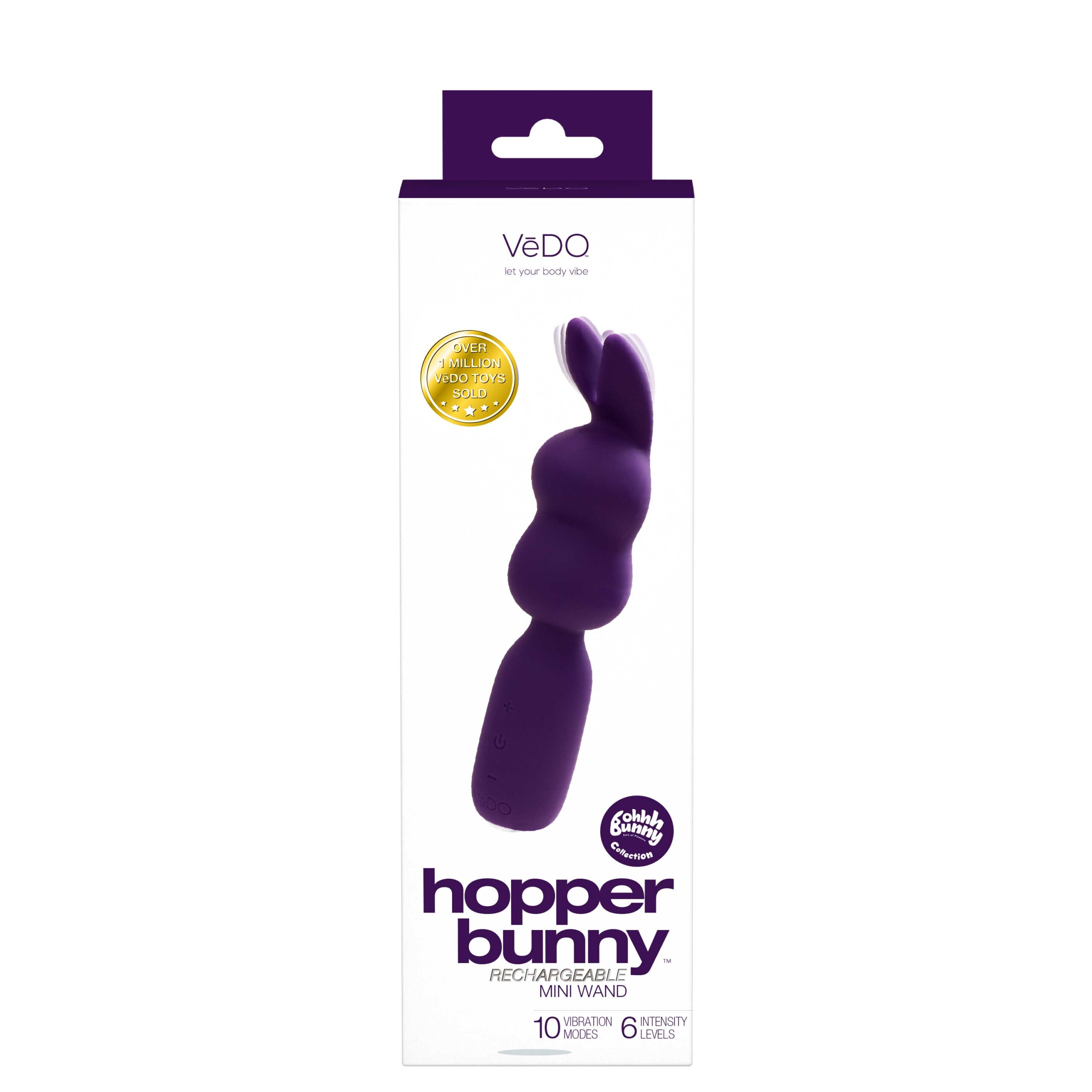 hopper bunny rechargeable mini wand deep purple