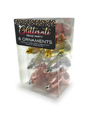 glitterati penis party ornaments 8 pcs rose gold