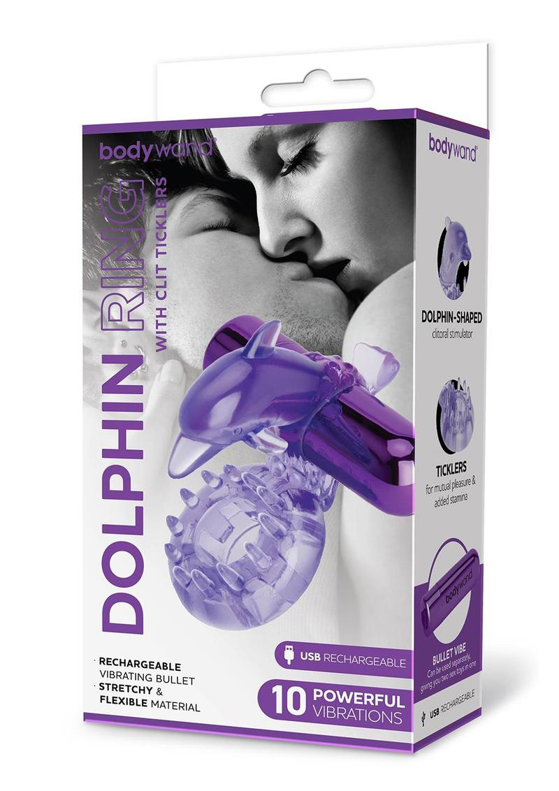 bodywand rechargeable dolphin ring with ticklers purple bodywand rechargeable dolphin ring with ticklers purple