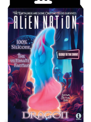 alien nation dragon silicone glow in the dark creature dildo multicolor