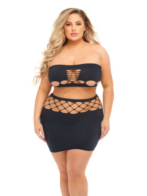 net worth 2pc bandeau set queen black