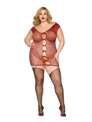 garter slip dmnd one size queen red