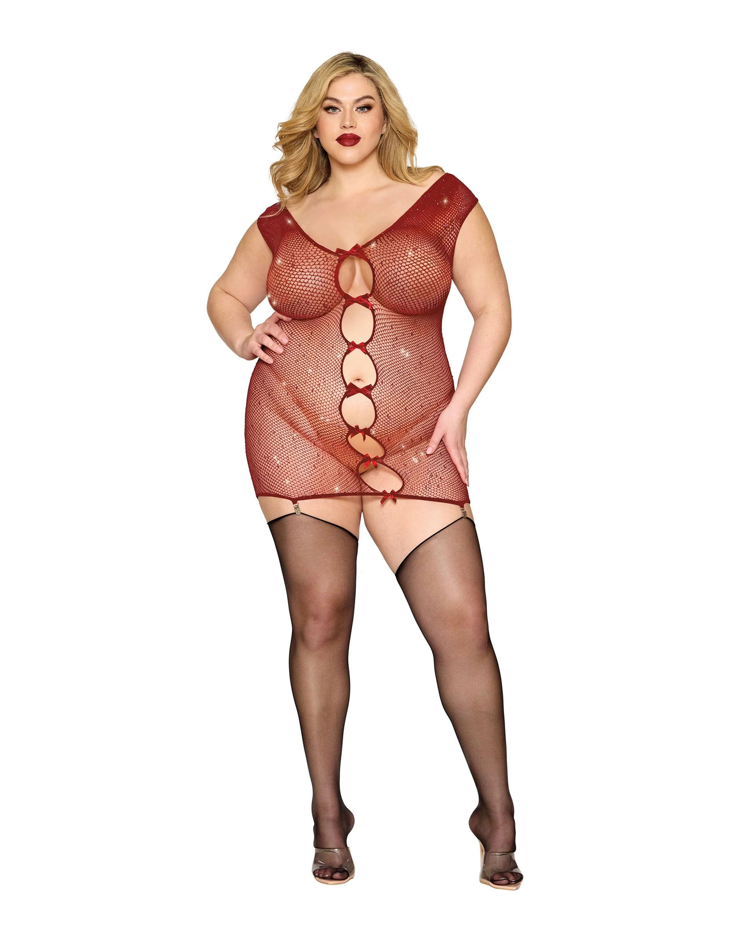 garter slip dmnd one size queen red