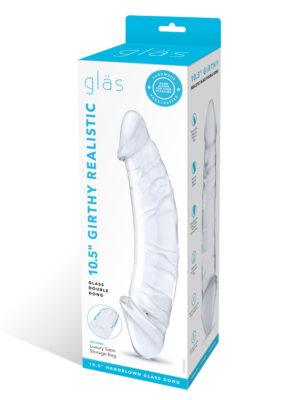 10.5 inch girthy realistic glass double dong clear