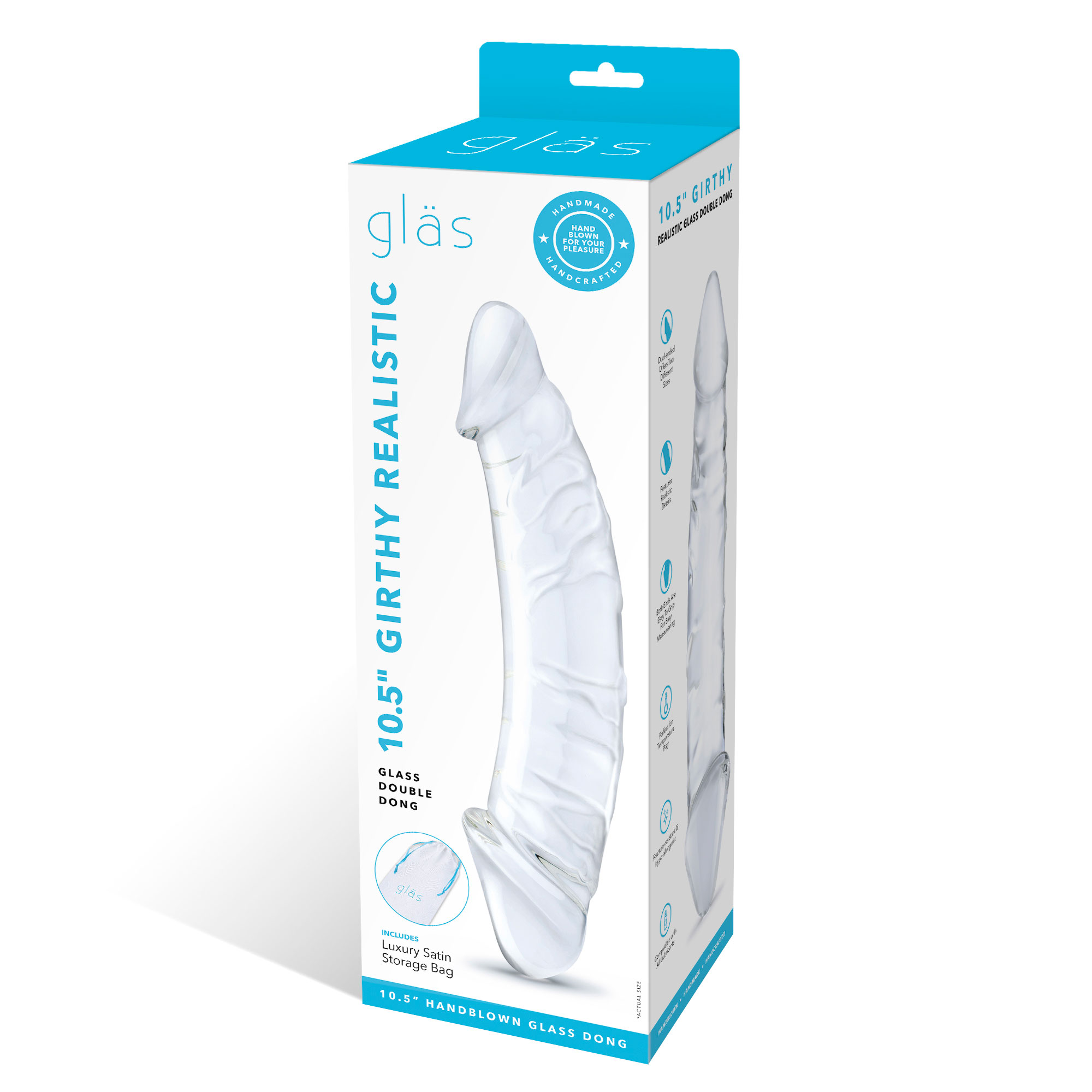 10.5 inch girthy realistic glass double dong clear 10.5 inch girthy realistic glass double dong clear